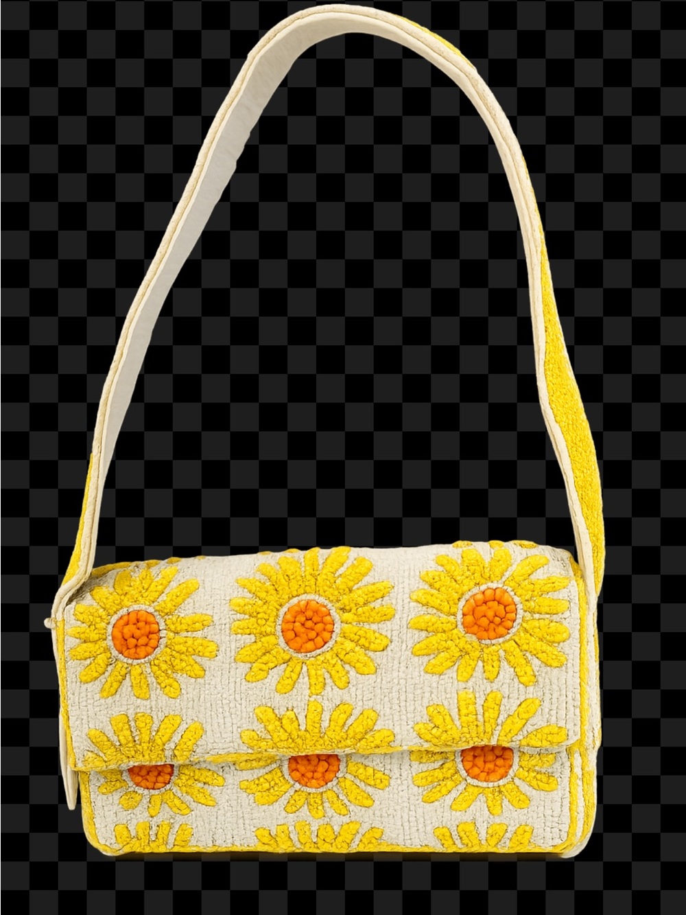 Solimer Yellow Daisy Beaded Shoulder Bag